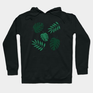 Green Palm Leaves and Tropical Green Monstera Leaves 2 Hoodie